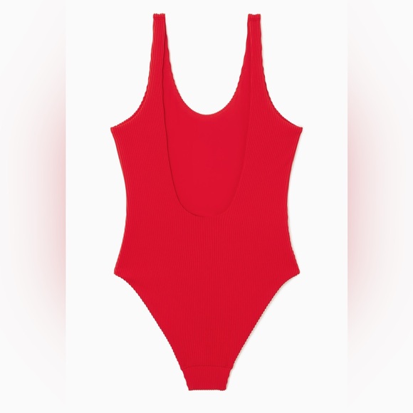 COS Scoop-Neck Ribbed Bright Ted Ribbed Swimsuit - Picture 1 of 9